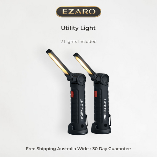 Ezaro utility light set with 2 lights included on a warm off-white background